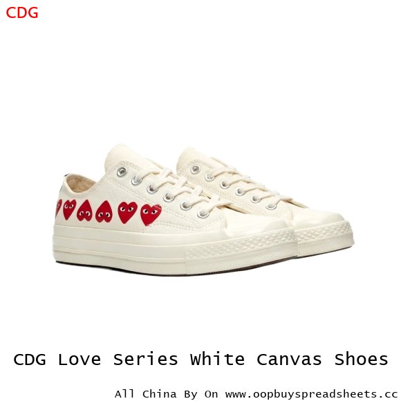 CDG Love Series White Canvas Shoes