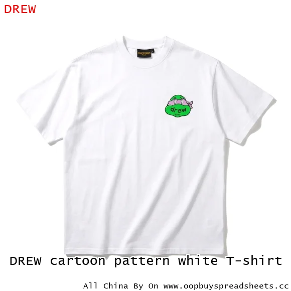 DREW cartoon pattern white T-shirt