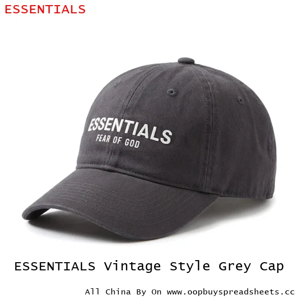 ESSENTIALS Vintage Style Grey Cap