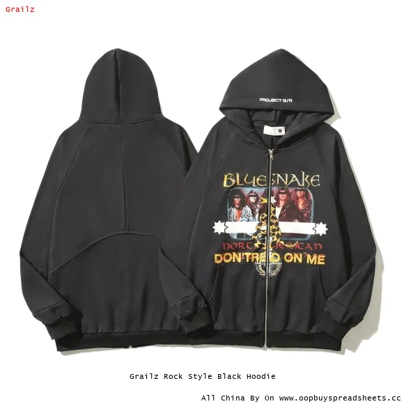 Grailz Rock Style Black Hoodie