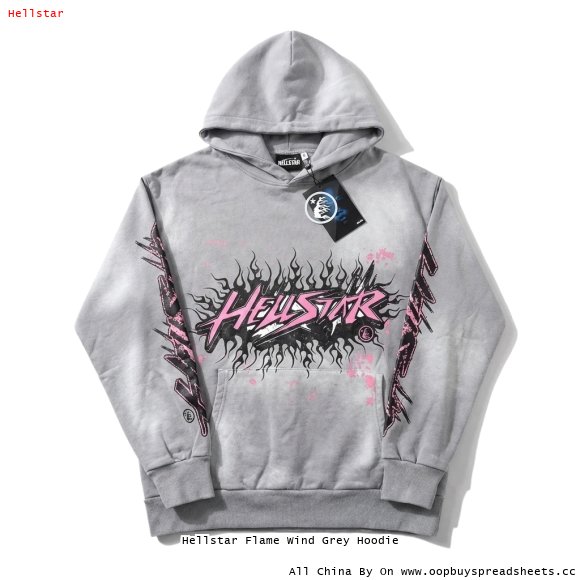 Hellstar Flame Wind Grey Hoodie