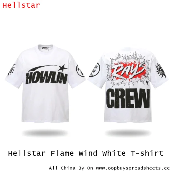 Hellstar Flame Wind White T-shirt