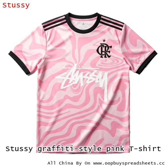 Stussy graffiti-style pink T-shirt
