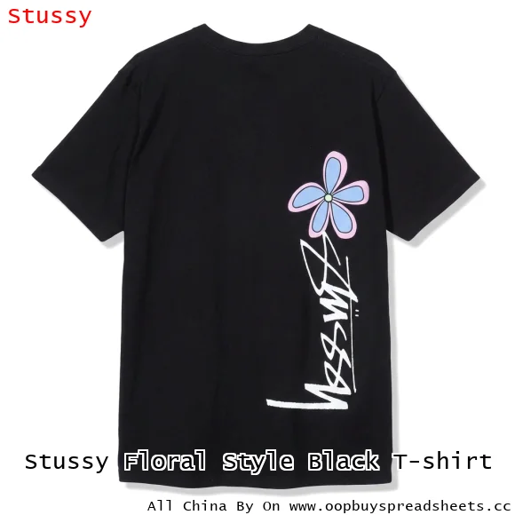 Stussy Floral Style Black T-shirt