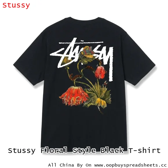Stussy Floral Style Black T-shirt