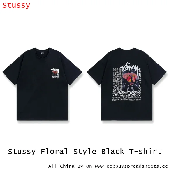 Stussy Floral Style Black T-shirt