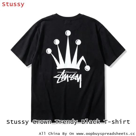 Stussy Crown Trendy Black T-shirt