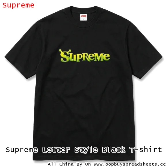 Supreme Letter Style Black T-shirt