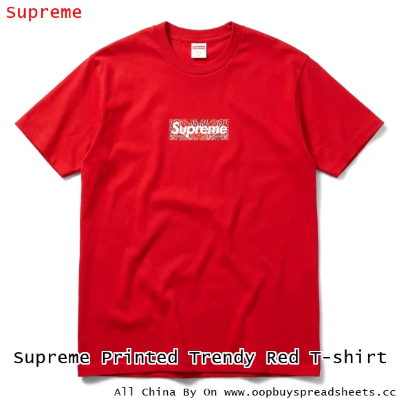 Supreme Printed Trendy Red T-shirt