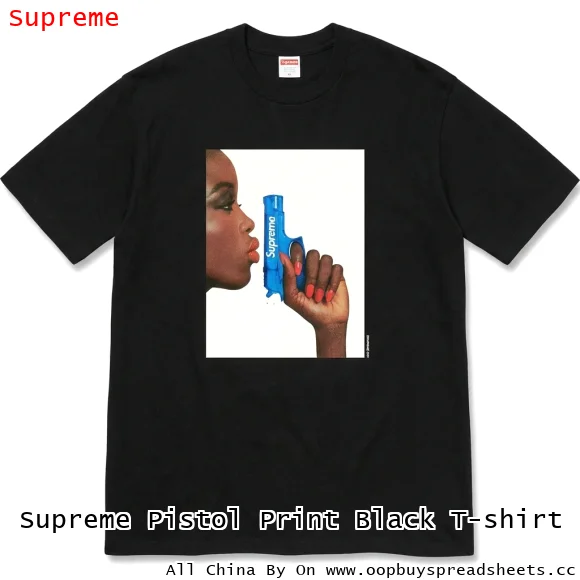 Supreme Pistol Print Black T-shirt