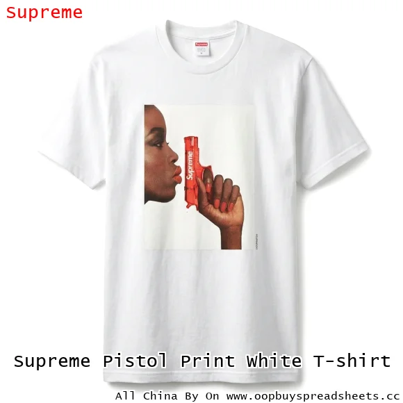 Supreme Pistol Print White T-shirt