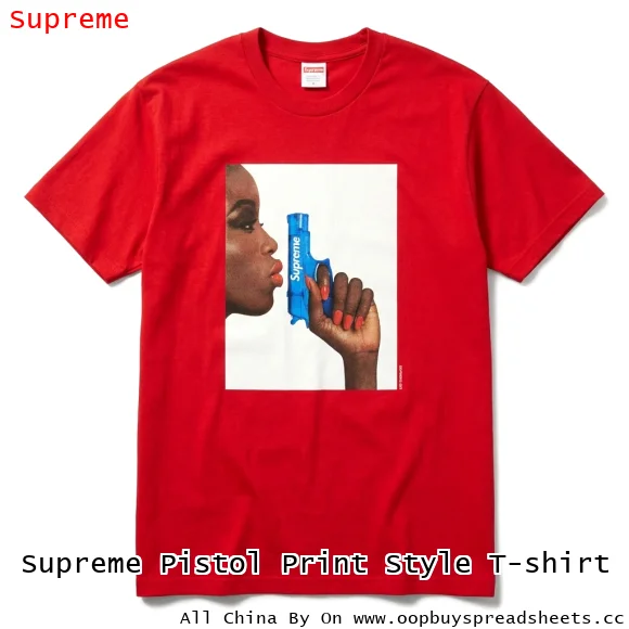 Supreme Pistol Print Style T-shirt