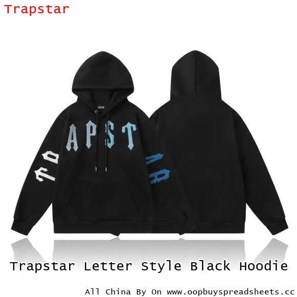 Trapstar Letter Style Black Hoodie