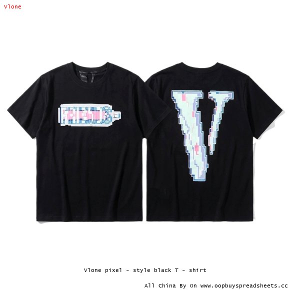 Vlone pixel - style black T - shirt