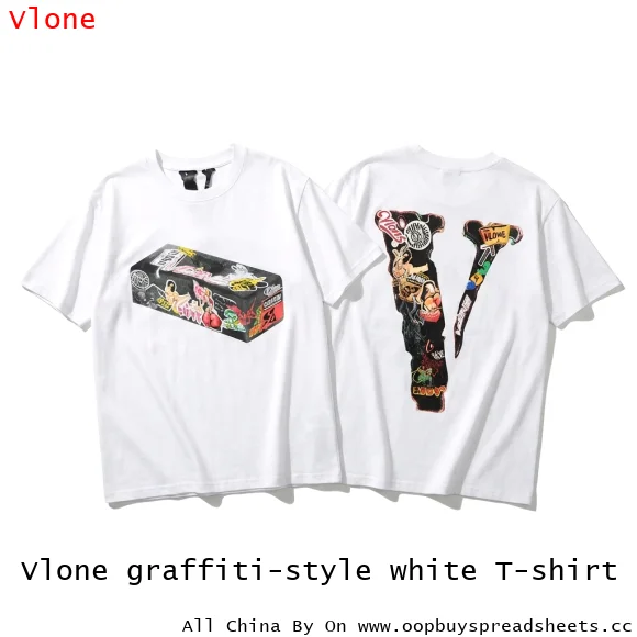 Vlone graffiti-style white T-shirt