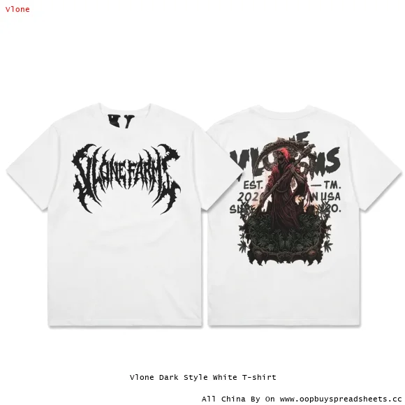 Vlone Dark Style White T-shirt