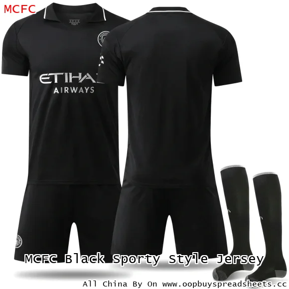 MCFC Black Sporty Style Jersey