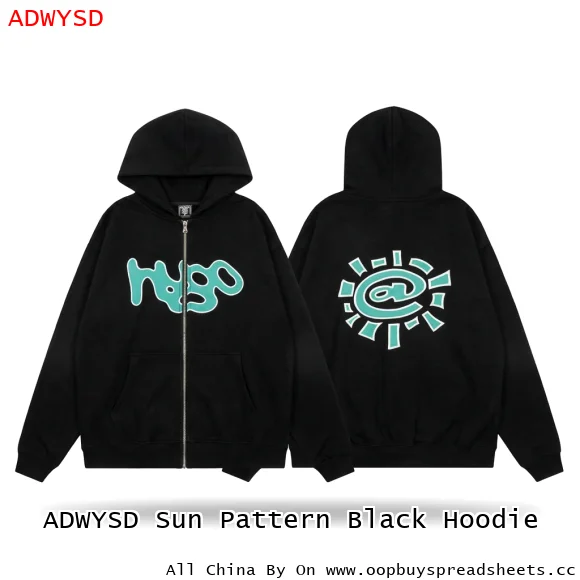 ADWYSD Sun Pattern Black Hoodie