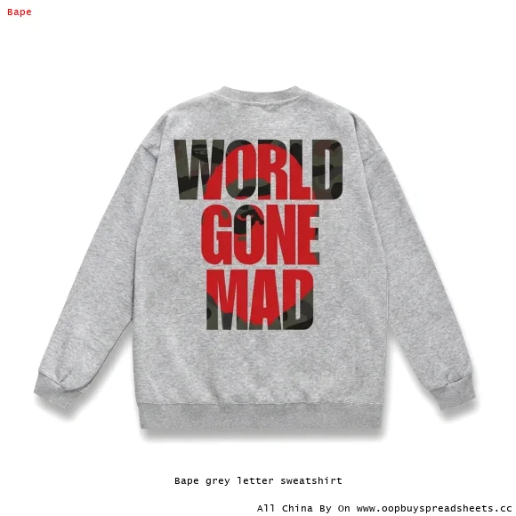 Bape grey letter sweatshirt