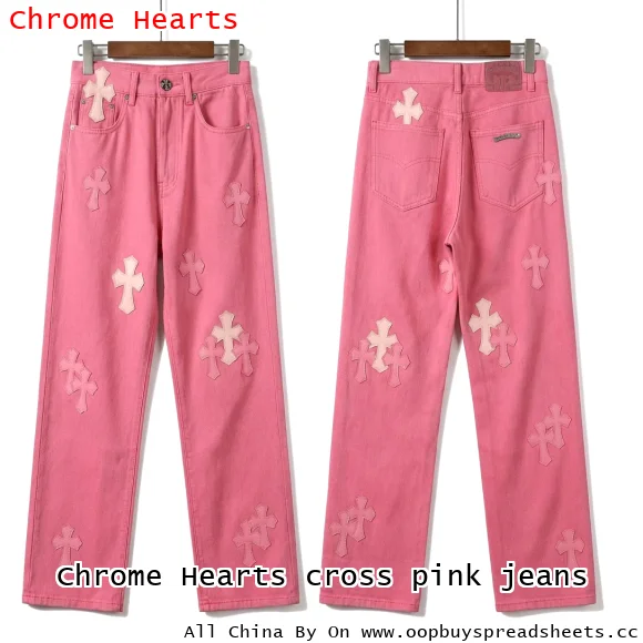Chrome Hearts cross pink jeans