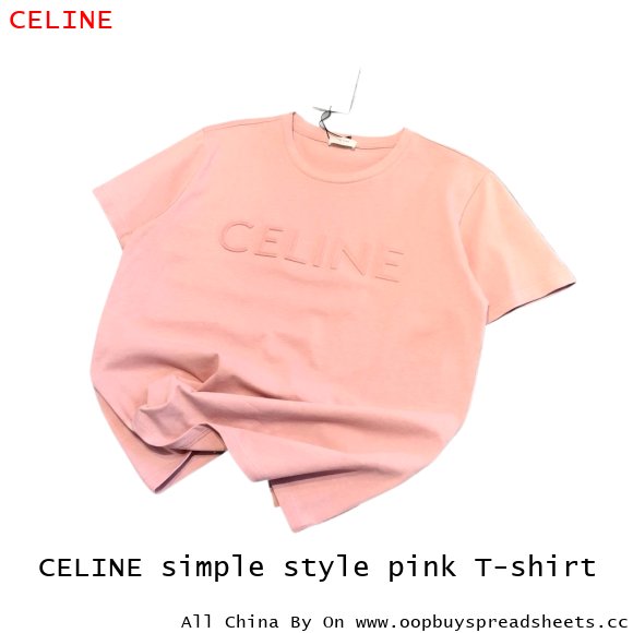 CELINE simple style pink T-shirt