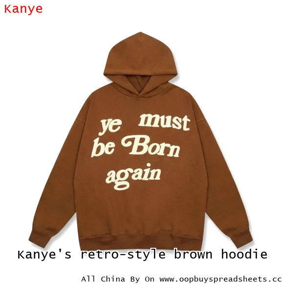 Kanye's retro-style brown hoodie