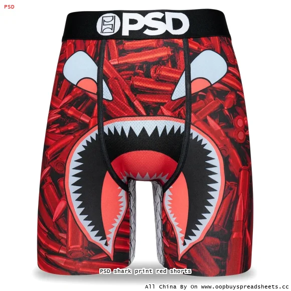 PSD shark print red shorts
