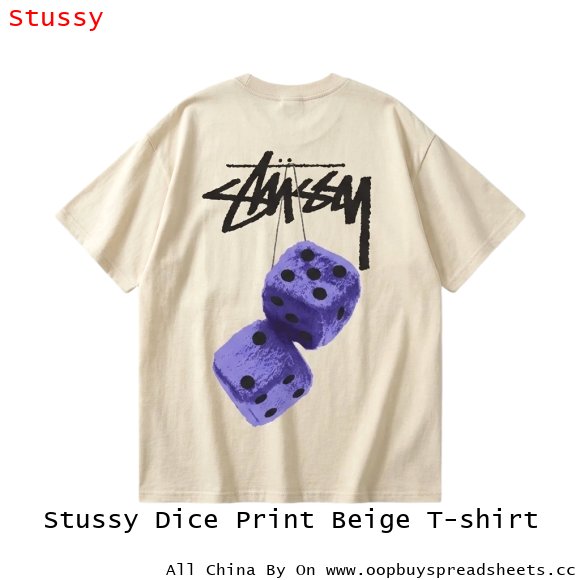 Stussy Dice Print Beige T-shirt