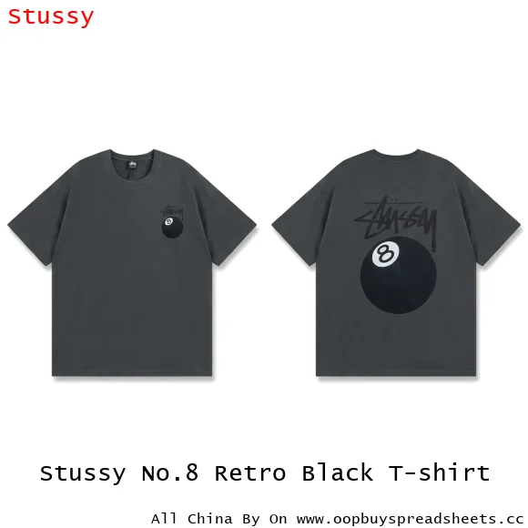 Stussy No.8 Retro Black T-shirt