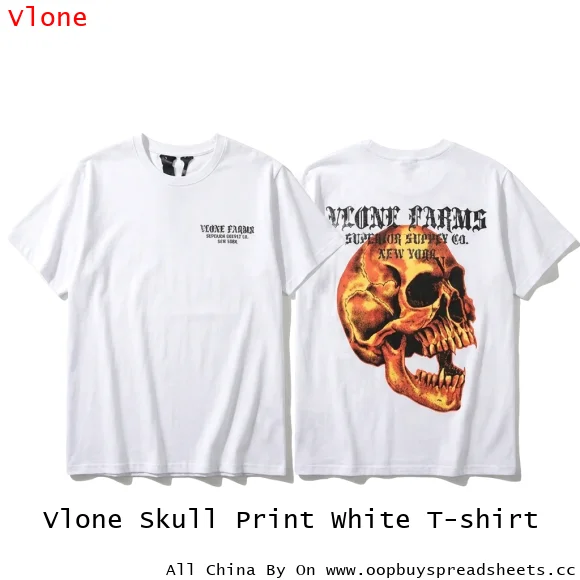 Vlone Skull Print White T-shirt