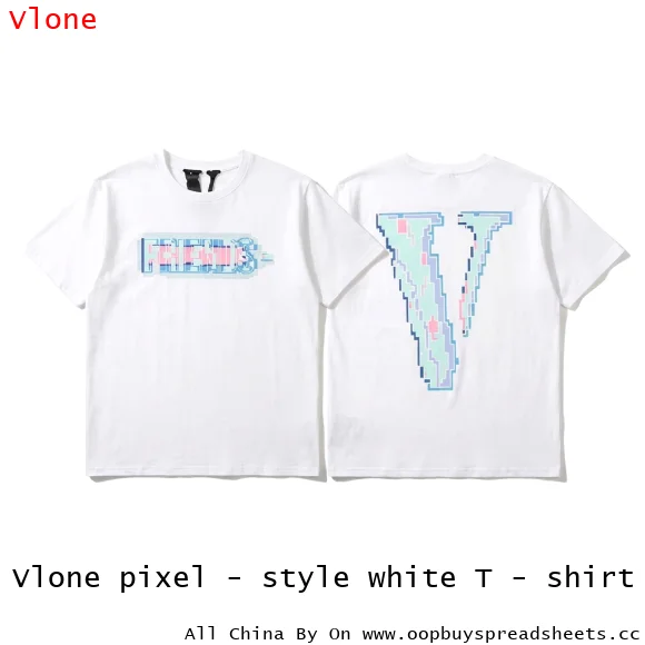 Vlone pixel - style white T - shirt