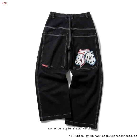 Y2K Dice Style Black Pants