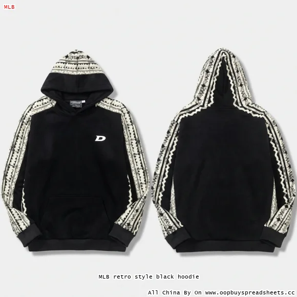 MLB retro style black hoodie