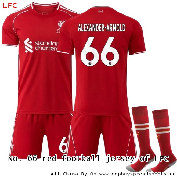 No. 66 red football jersey of LFC