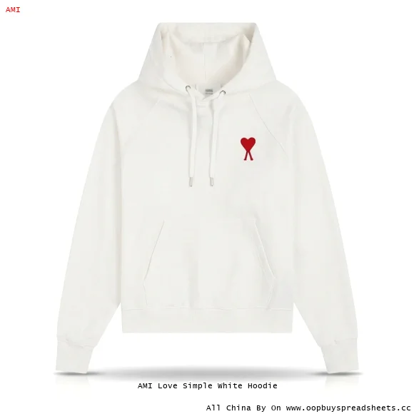AMI Love Simple White Hoodie