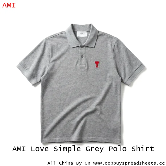 AMI Love Simple Grey Polo Shirt