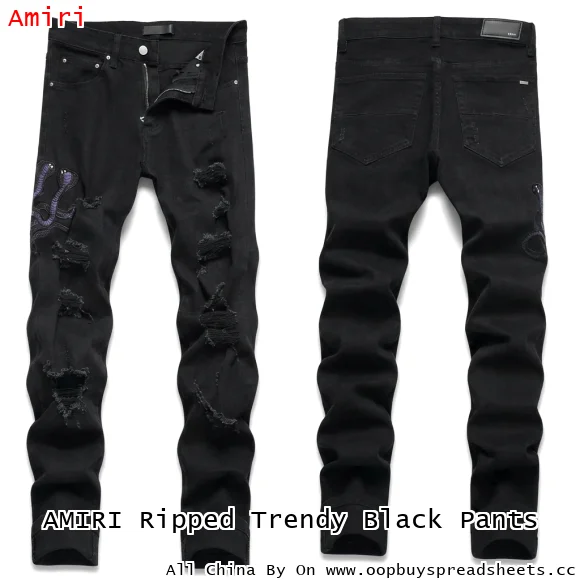 AMIRI Ripped Trendy Black Pants