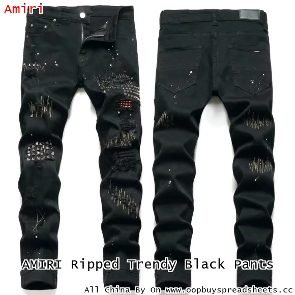 AMIRI Ripped Trendy Black Pants