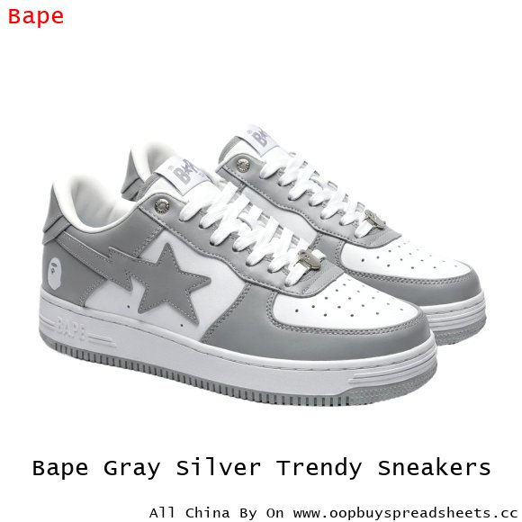 Bape Gray Silver Trendy Sneakers