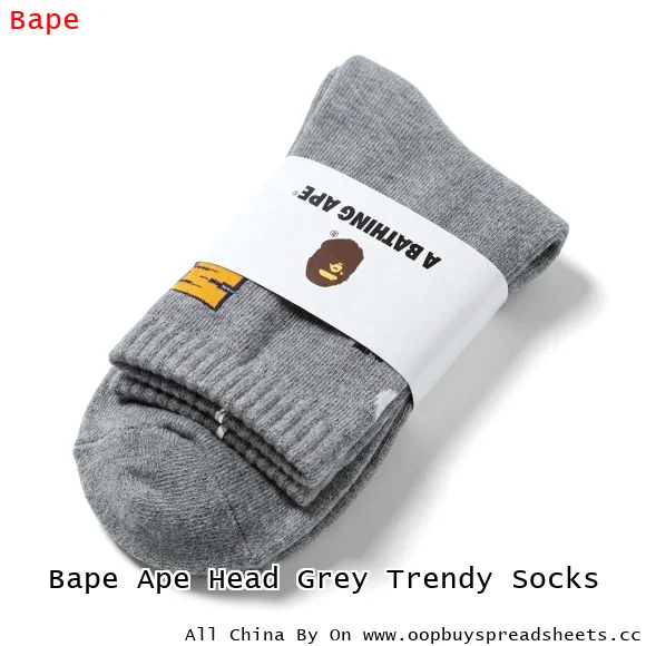 Bape Ape Head Grey Trendy Socks