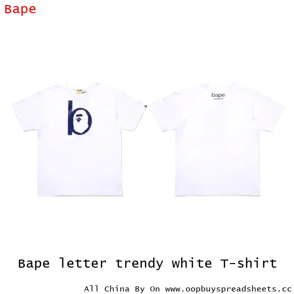 Bape letter trendy white T-shirt