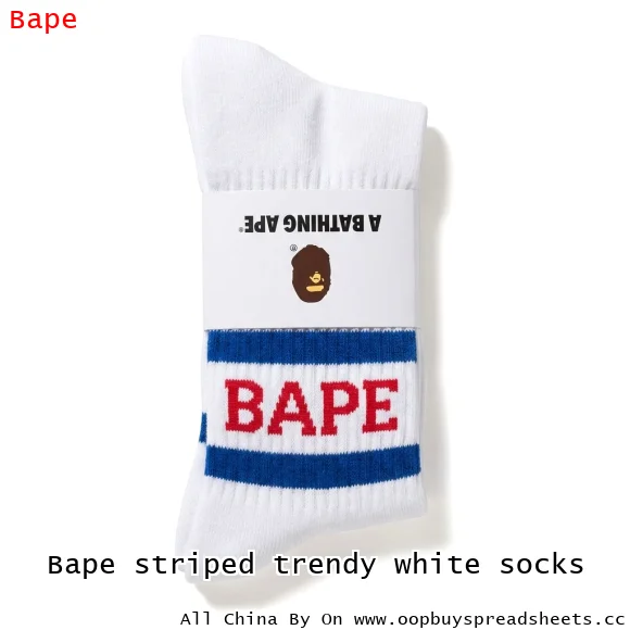 Bape striped trendy white socks