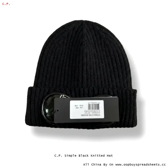 C.P. Simple Black Knitted Hat