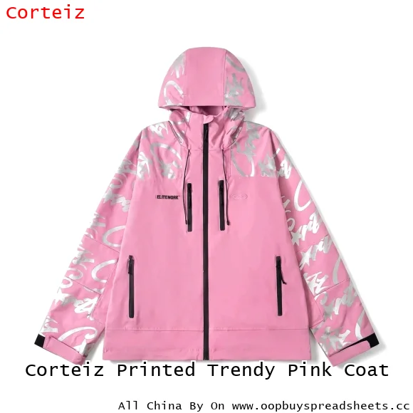 Corteiz Printed Trendy Pink Coat