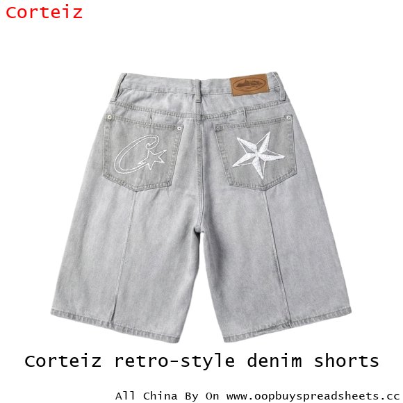 Corteiz retro-style denim shorts