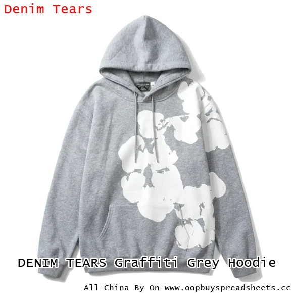 DENIM TEARS Graffiti Grey Hoodie