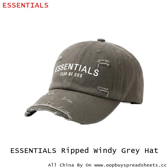 ESSENTIALS Ripped Windy Grey Hat
