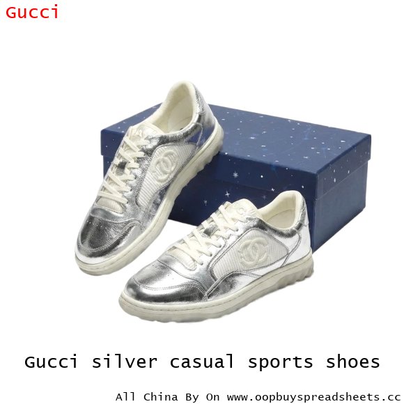 Gucci silver casual sports shoes