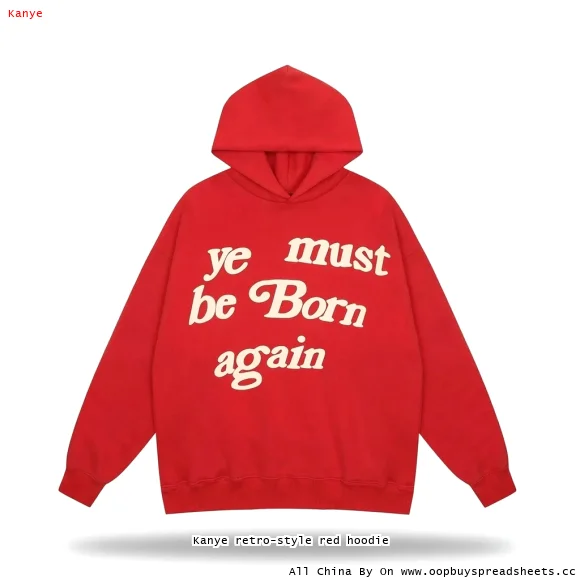 Kanye retro-style red hoodie