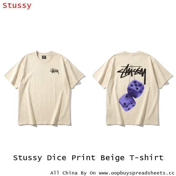 Stussy Dice Print Beige T-shirt